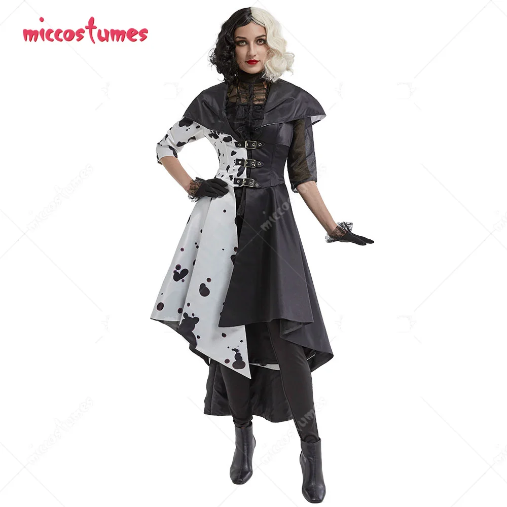 DisfrazdeCruelladeVilparamujerabrigoblancoynegroconTopy