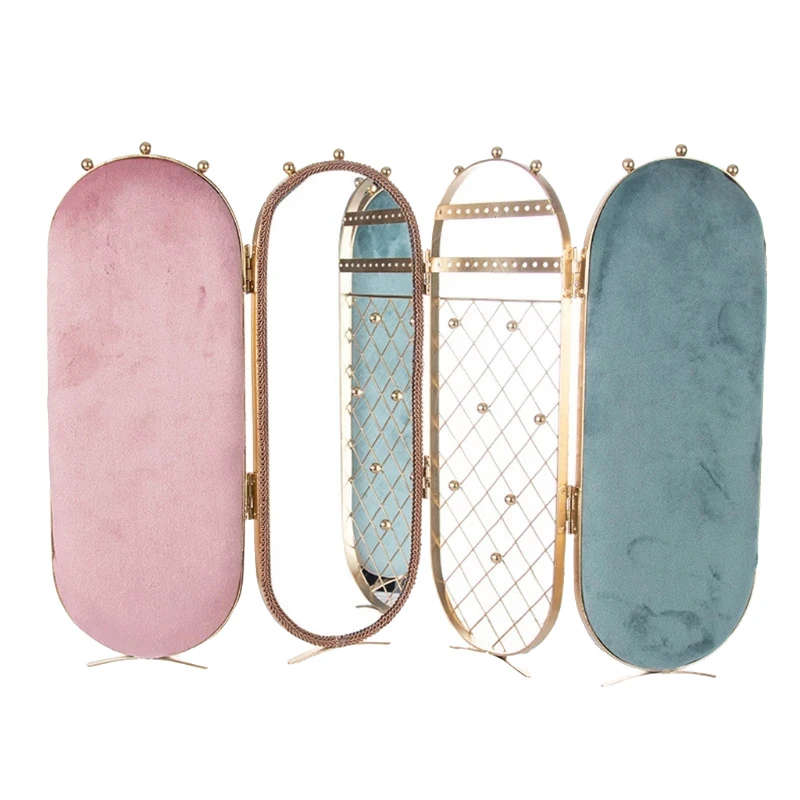 

Фланелевая Металлическая Витрина для сережек-гвоздиков, складная витрина для сережек и ювелирных изделий, подставка-держатель, коробка для хранения