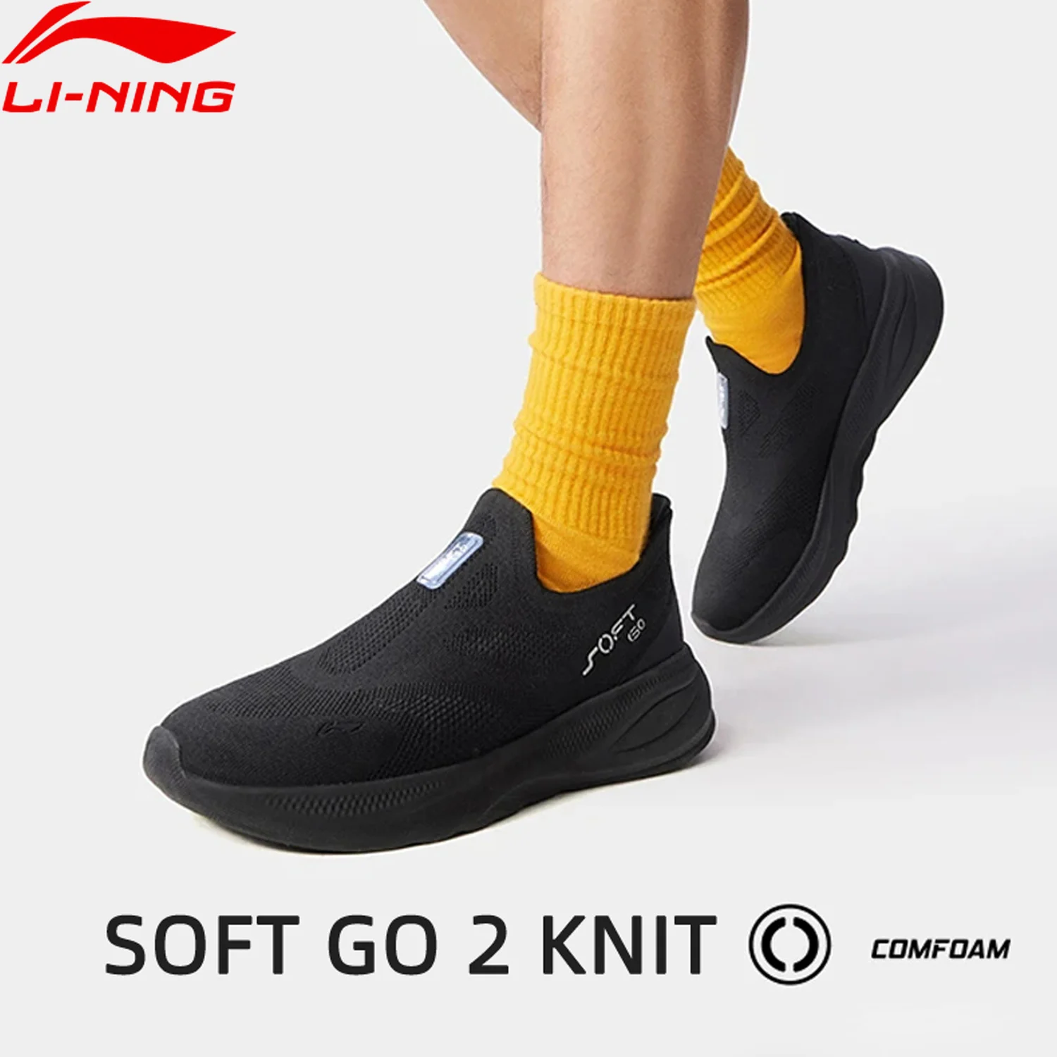 Li-Ning Men's SOFT GO 2 KNIT Slip-on Casual Walking Shoes Cushion Stable LiNing Mesh Jogging Stylish Leisure Sneakers AGLV017