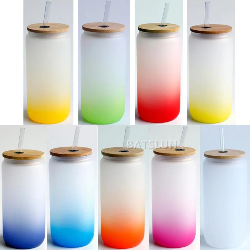 20pcs Sublimation Blanks 20oz Mason Glass Cup Tumbler Frosted Glass