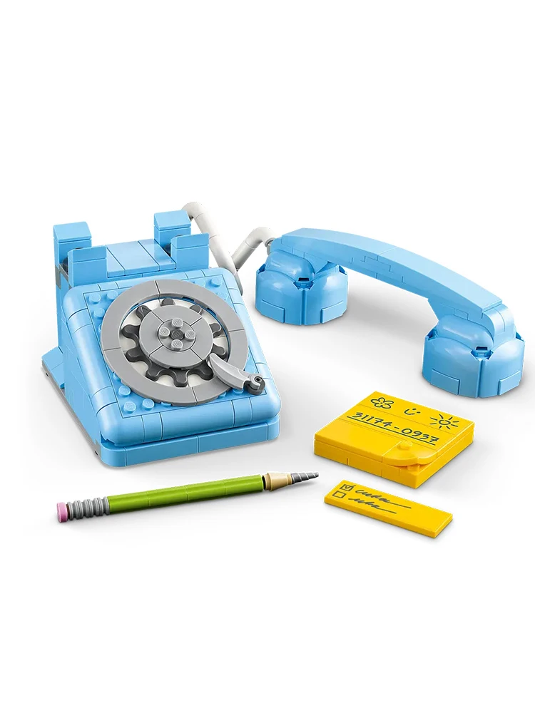 צעצועי בניית טלפון רטרו לגו לשולחן ביתי קישוט קל להרכבה צעצועים חינוכיים לילדים מתנות לחגים