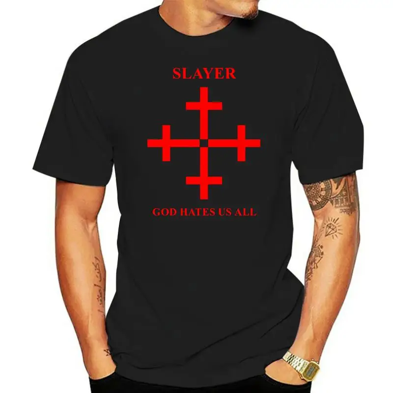 

Мужская металлическая футболка Slayer, God Hates Us, рок-музыка, новинка 2022, хлопковая футболка с коротким рукавом и круглым вырезом, Повседневная футболка 017350