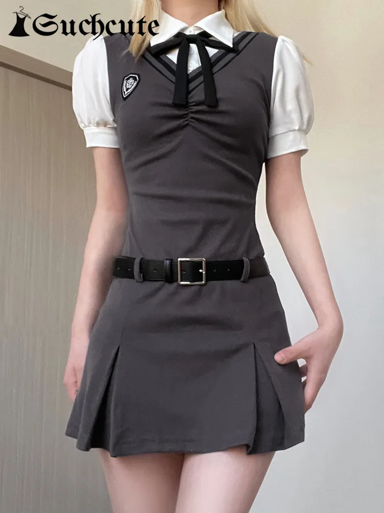 

Мини-платье в Корейском стиле, с ремнем, 2023