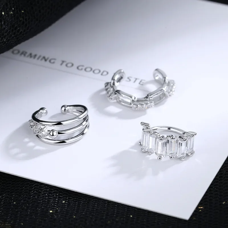 Charming Line Zircon Clip On Earrings Ear Cuff Without Piercing 1 pcs clip earrings