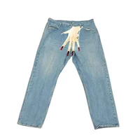 Man Jeans Cargo Pants Y2k for Men Hand Printed Clothing Baggy Fashion Classic Denim Trousers Male New Korean Washed Fashion 2