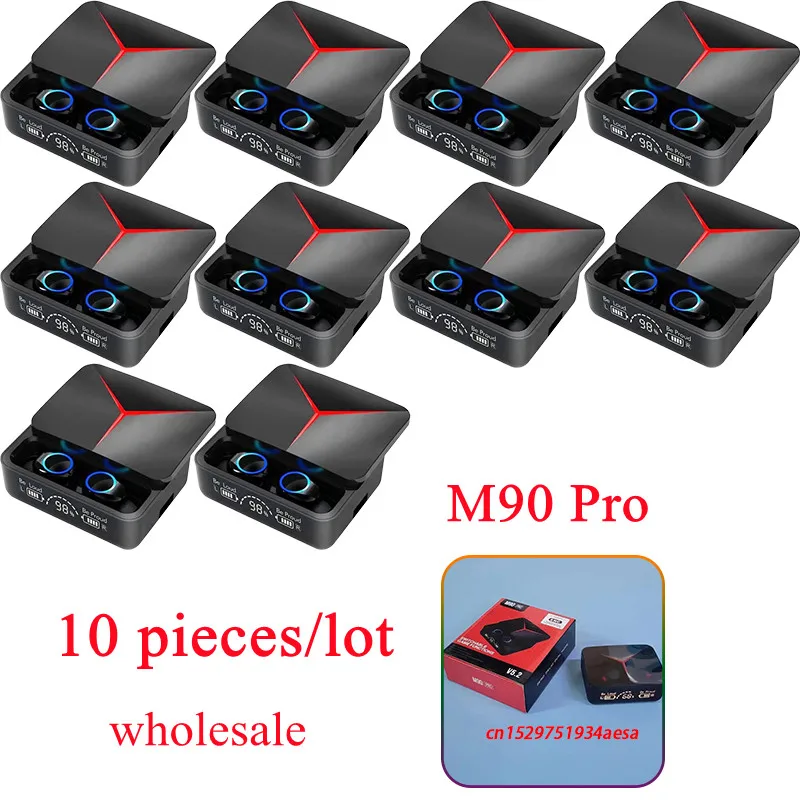 10 шт. M90 Pro TWS Bluetooth наушники с микрофоном, гарнитура, беспроводные игровые стереонаушники 2023 Type-C