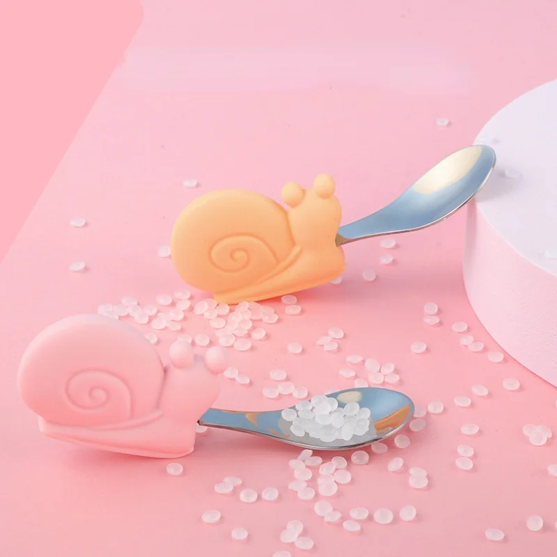 2Pcs Cartoon Elephant Spoon Fork Set Non-slip Infant Feeding Children Tableware Kids Training Spoon Silicone/Stainless Steel