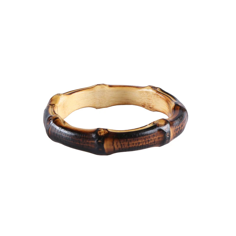 Nilerun Vintage Unique Handmade Rattan Wood Thick Real Natural Bamboo Root Bangle Unisex Bracelet for Couples Men and Women 2