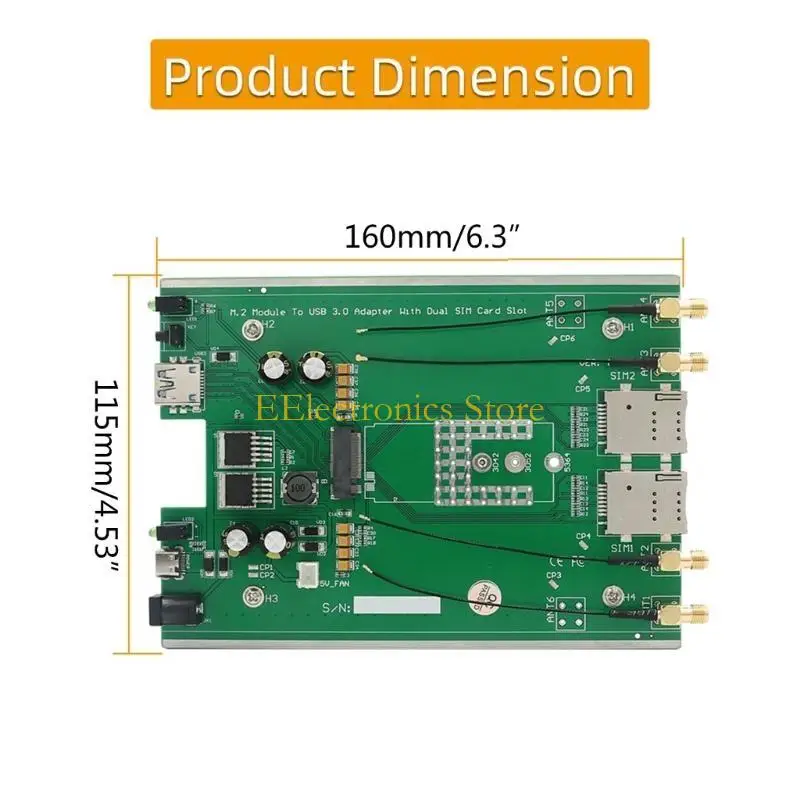 B03C M.2 NGFF 4G 모듈 USB3.0 어댑터(안테나 4개 및 보호 케이스 팬 포함)