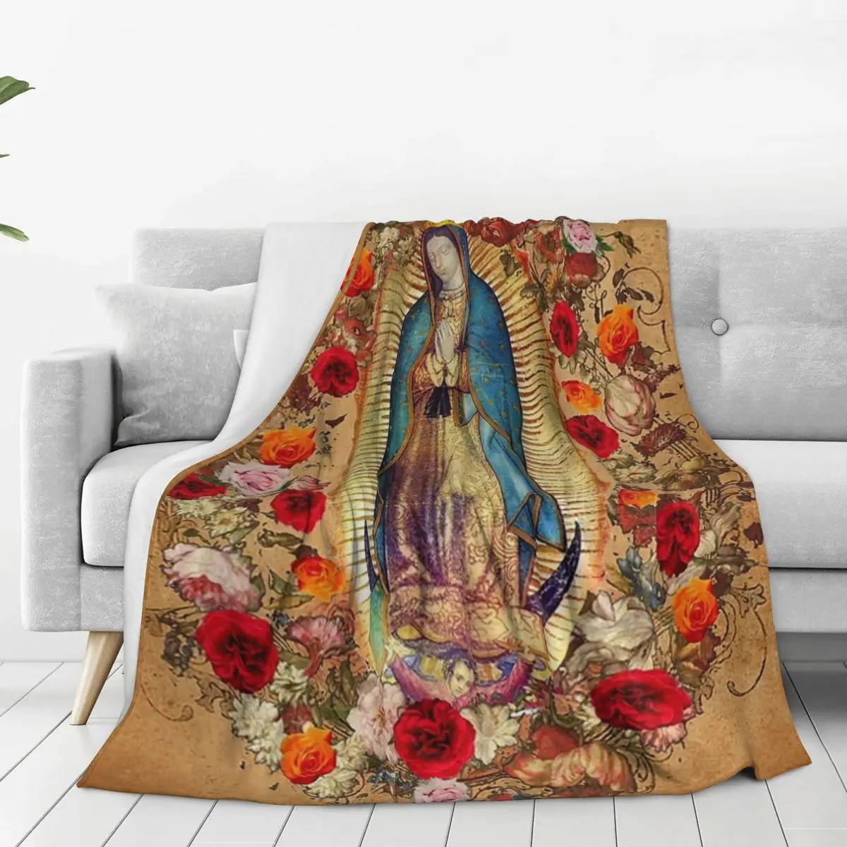 Our Lady Of Guadalupe Virgin Mary Catholic Mexic Blankets Fleece Warm Sofa Throw Blankets For Home Office Throws Bedspread Quilt 6
