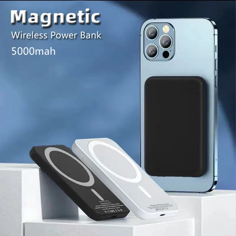 

Portable Macsafe Battery Pack External Magnetic Wireless Charger Power Bank For iPhone 12 13 14 Pro Max Mini Plus Spare Battery