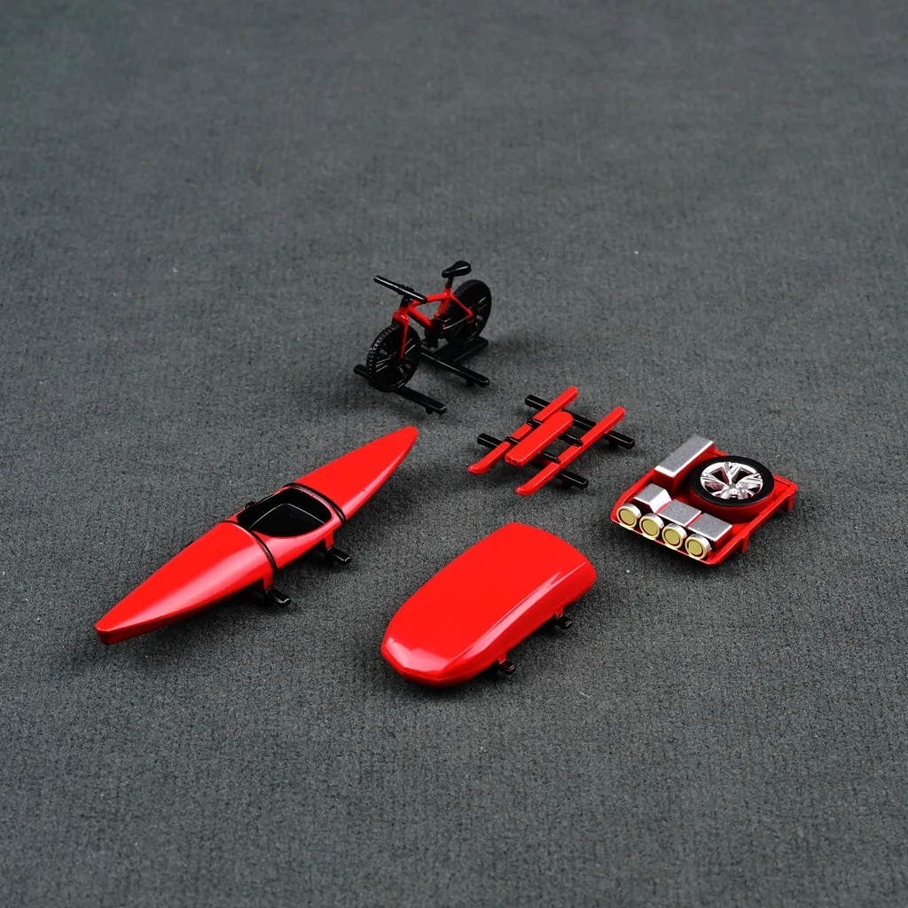 CM 1/64  Model Car Plastic Roof Accessories Toys Travel off-road Series with 1:64 Scale Bicycle, Kayak Model Kit (Without Cars) 2