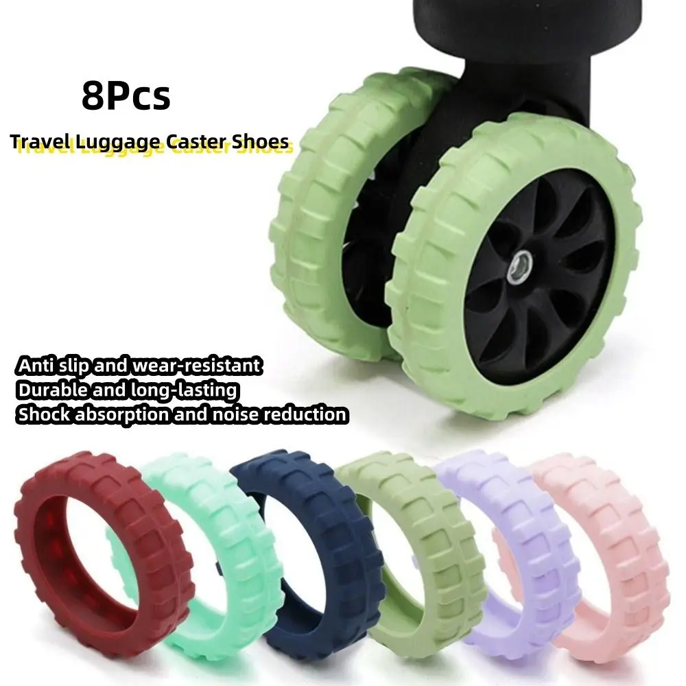 8PCS/Set Suitcase Parts Axles Travel Luggage Caster Shoes Silicone Luggage wheels protector Reduce Noise