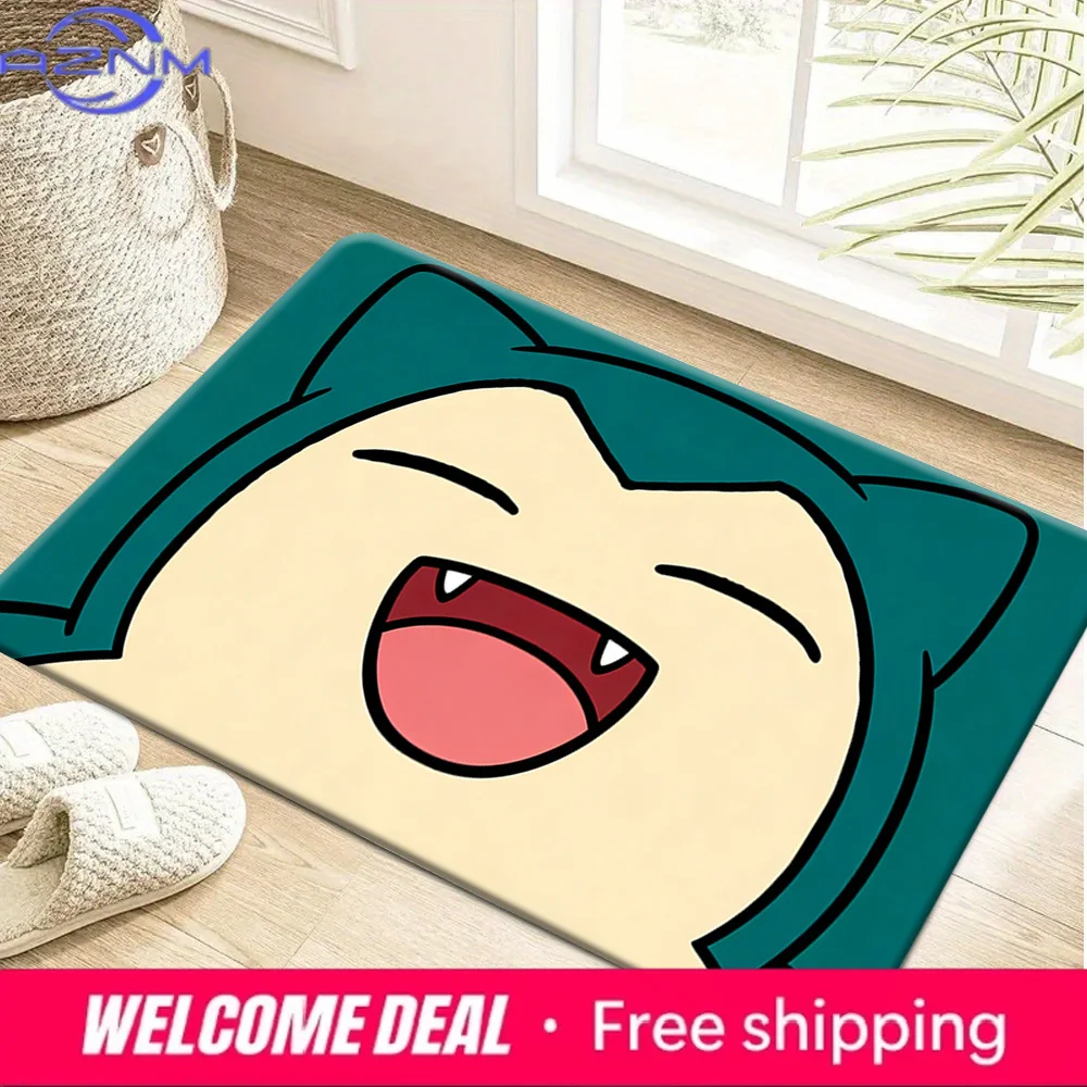 Snorlax 귀여운 웃는 얼굴 프린트 도어 매트 홈 입구 침실 거실 장식을위한..