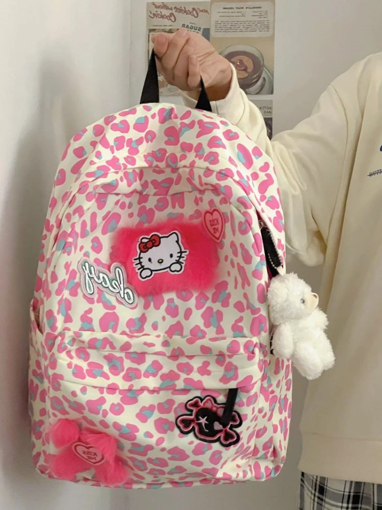 Pink girl schoolbag female cute KT cat junior high school and high school student backpack large capacity school backpack