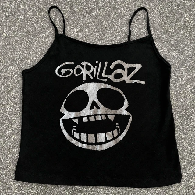 Gothique Camisole Top Impression Numérique Grunge Haut Court Y2k Vêtements Vintage Punk Femmes Corset Débardeur Bébé Tee 2000s Tops Emo Girl 1