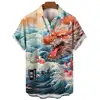 Chinese Mythology Dragon Print Summer Men's Casual Short-sleeved Shirt Street Hip-hop Trend Tops Oversized T-shirt Size S-5XL 1