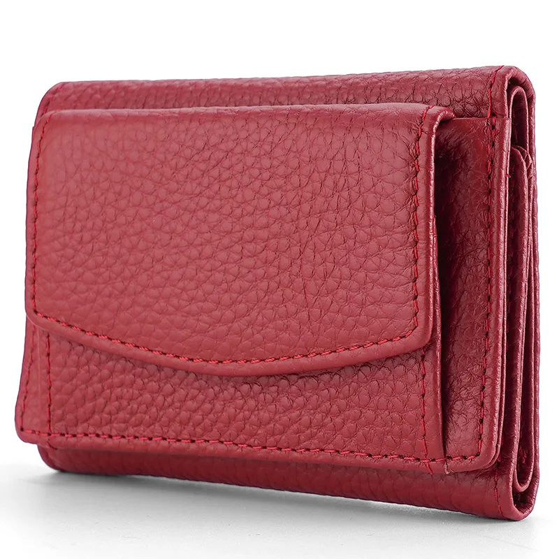 Fashion Women Wallet Short Genuine Leather Female Coin Purse Wallet Card Holder Luxury Trifold Design Purse Money Bag Quality