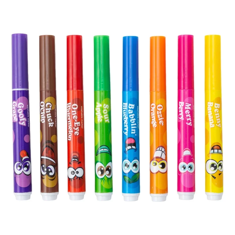 Washable Watercolor Pen 8Colors/Set Washable Macaron Wacky Scented Markers Soft Tip Fruit Aroma Eye Protection Key Marker Pen Writing Supplies