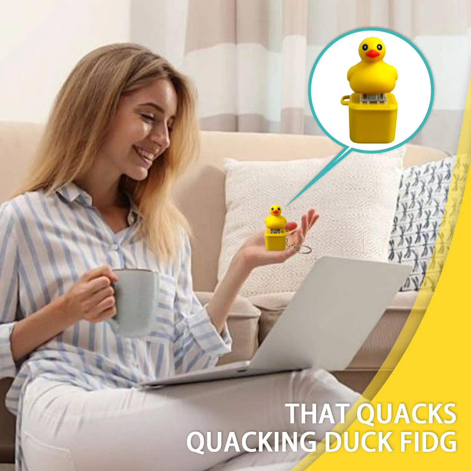 Duckys Quacking Fidget Toy Duck Key Chain Quacking Fidget Toy Keyboard Sensory Game Stress Relief Home Decor for Bag & Tabletop