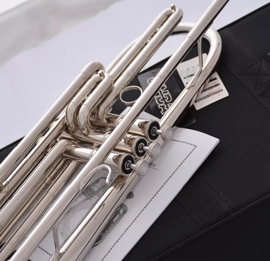 Professional Silver nickel Bb Bass Trumpet 3 Piston Vavles Horn With Case