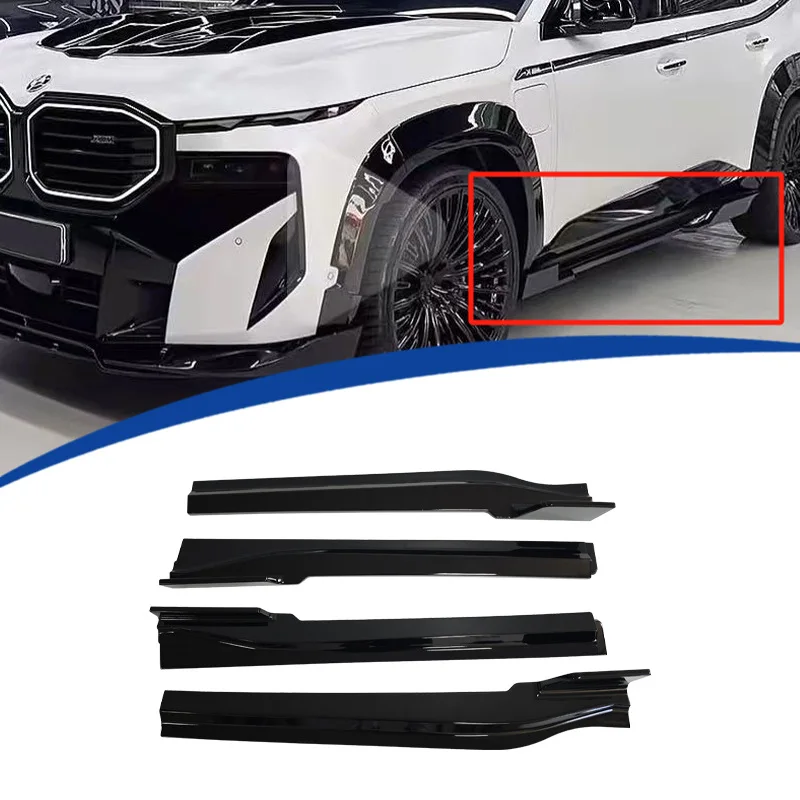 4PCS 2023 2024 2025 BMW XM G09 MP 스타일 자동차 사이드 스커트 스플리터 디퓨저 범퍼 스포일러 바디 키트 유광 블랙 ABS