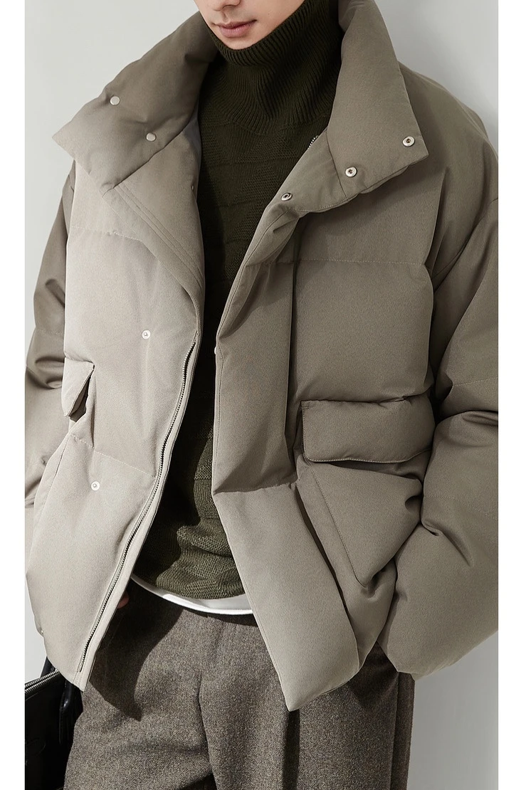 Fashion High-End Large Lapel Down Jacket Men's Loose Late Winter New Long Sleeve Solid Color Thickened White Duck Down Coats