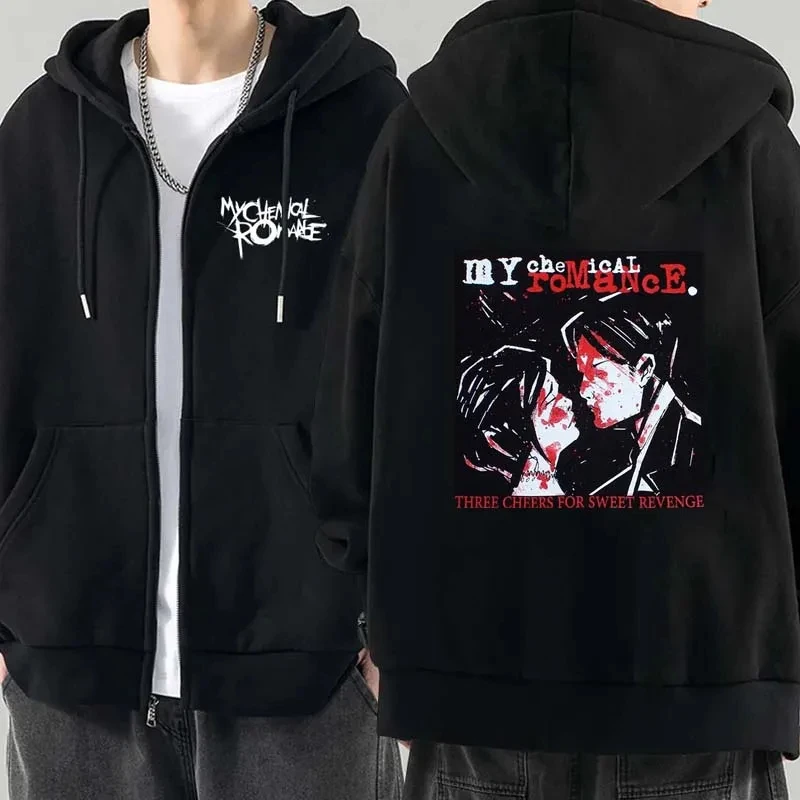 Men Fashion Hoodies Jacket Coats My Chemical Romance Mcr Dead Zipper Hoodie Top Loose Black Parade Punk Emo Zip Up Sweatshirt 4