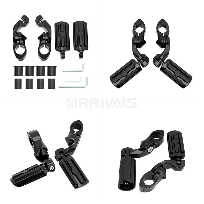 Poggiapiedi Da Moto Per Crash Bar, Morsetti Per Motore Harley Sportster Softail Chopper, Superficie Antiscivolo E Lucidata