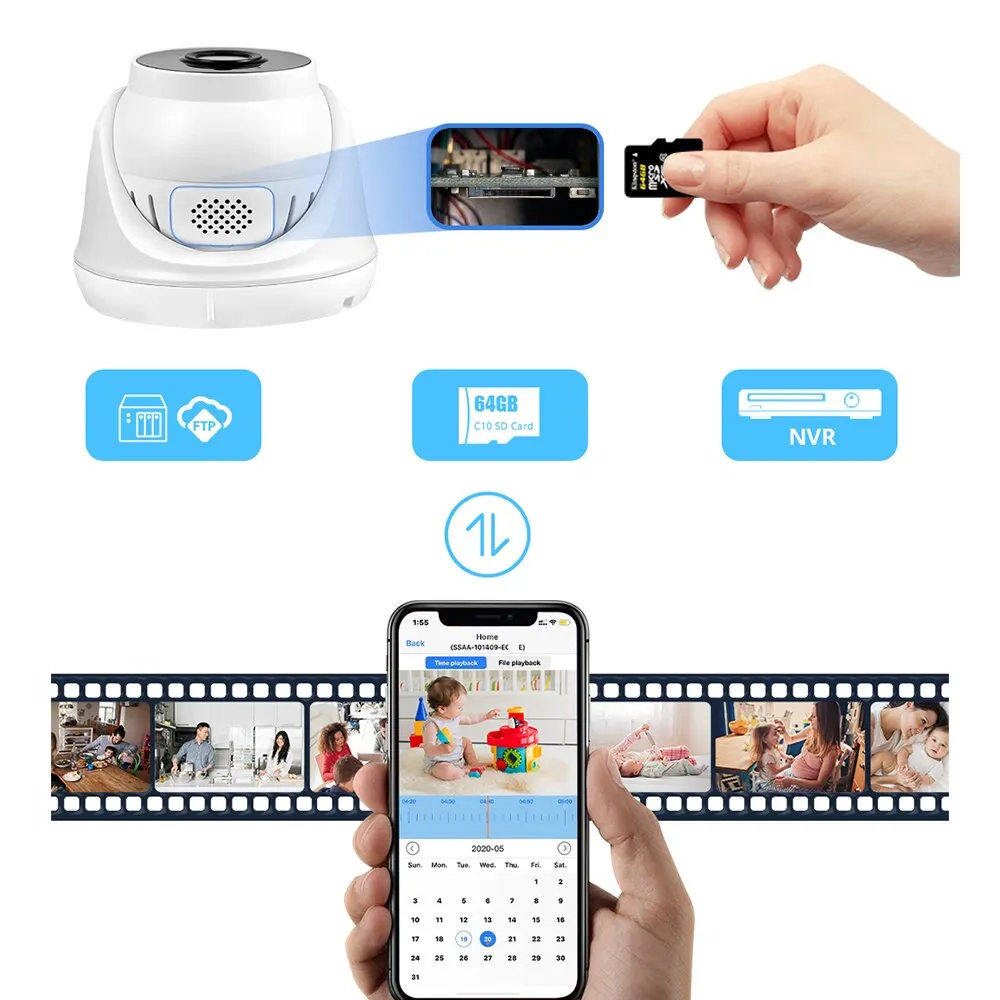 Telecamera IP Wifi 2.8mm Video Sorveglianza Indoor Home CCTV Video Camara Audio bidirezionale Protezione di sicurezza CamHi CamHipro Wi-Fi Cam - immagine 5