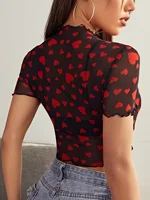 Mikayla Heart Shaped Mesh Top 2