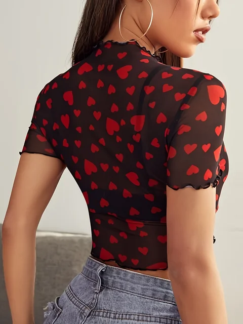 Mikayla Heart Shaped Mesh Top 2