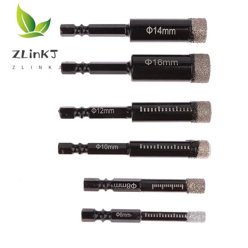 

Granite Vitrified Tile Hole Opener Diamond Drill Bit Black 6-16mm Hexagonal Shank Brazed Dry Ceramic Tile Drill Bit