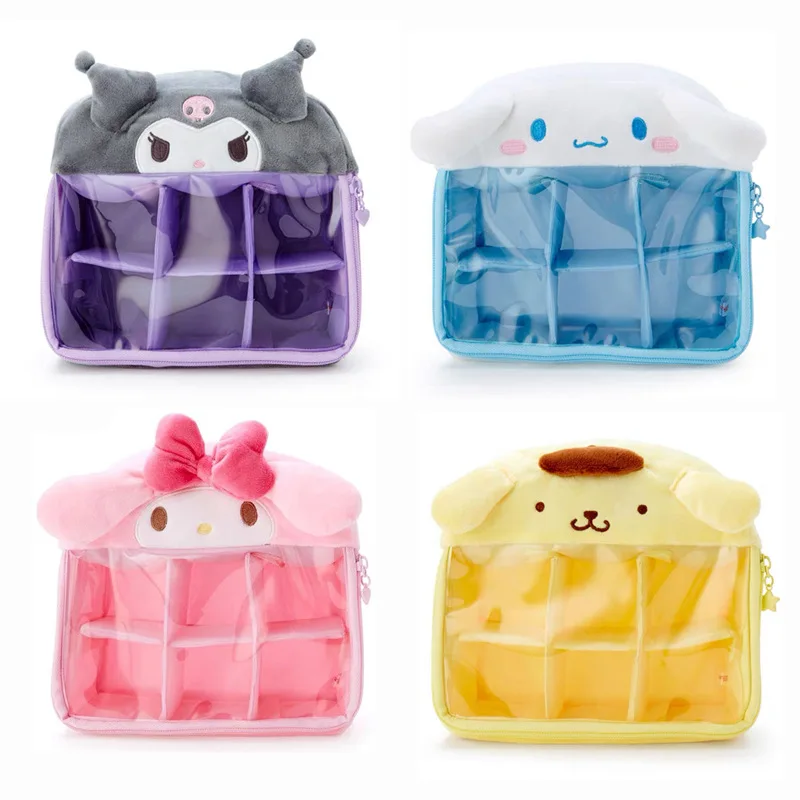 

Sanrios коробка для хранения Kawaii My Melody Cinnamoroll Kuromi Anime милые, Мультяшные, прозрачные, плюшевая сумка, сумка для хранения с крышкой, подарок