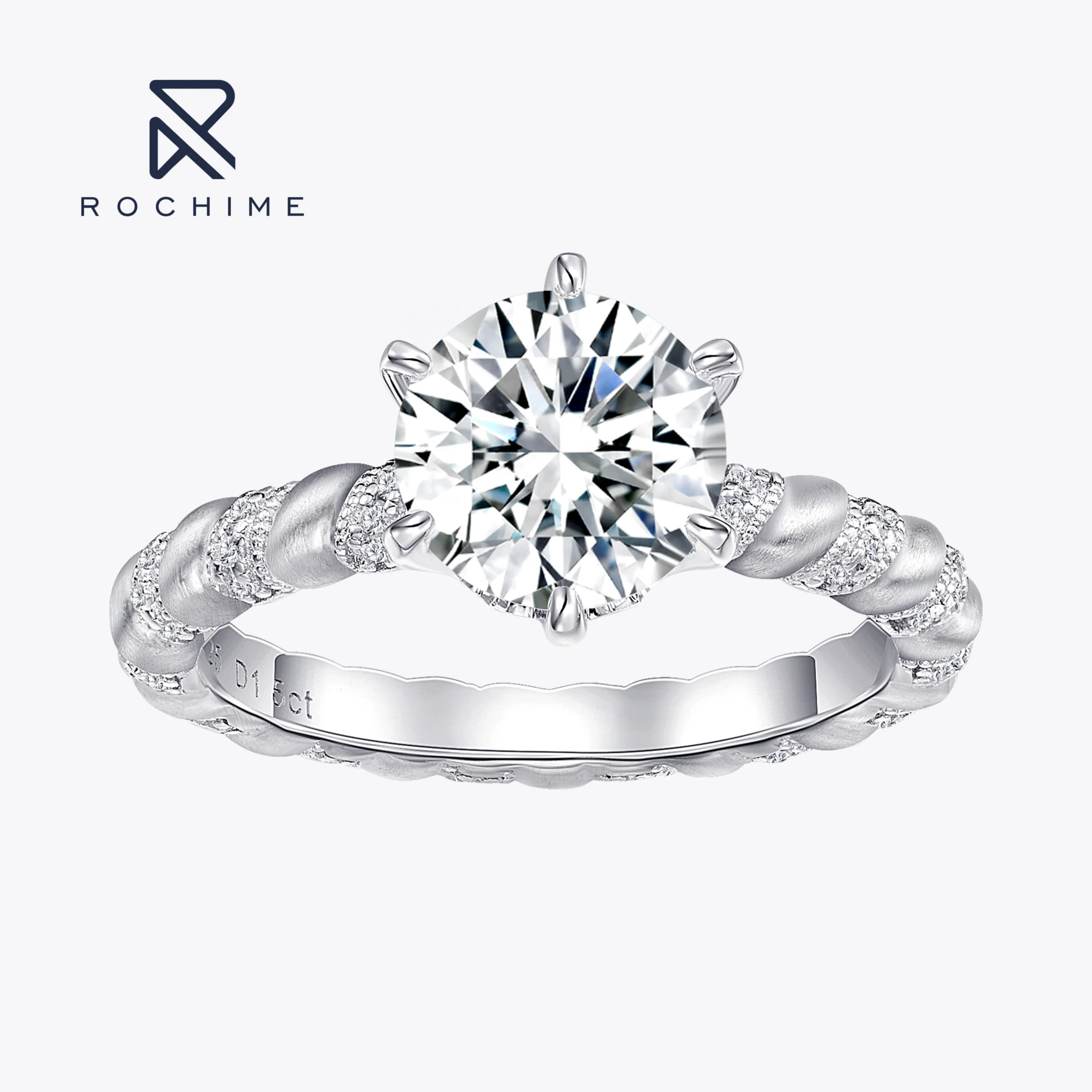 

Rochime Vintage Wire Drawing Twined Diamond Ring 925 Sterling Silver High Jewelry Cubic Zirconia Gemstone Women Ring