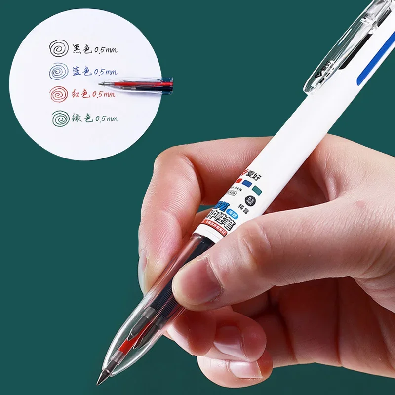 Creative 4 In 1 MultiColor Pen 0.5mm Black Blue Red Green Gel Ink Refills Student Marking Pen Writing Tools Korean Stationery 3