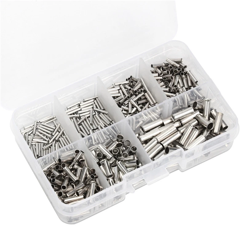 Wire Connectors Terminal Connector Electrical Connectors Plug Soldering Terminal 600Pcs 0.5Mm2-6Mm2 22-10 AWG Non-Insulated Wire Connector Ferrules Electrical Cable Terminal Copper Bare Tinned
