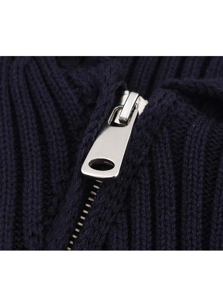 Women Knitted Coat 2025 New Women's Fashion Long Sleeve Zipper Knitted Short Coat Women's Elegant Casual New Lapel Outerwears