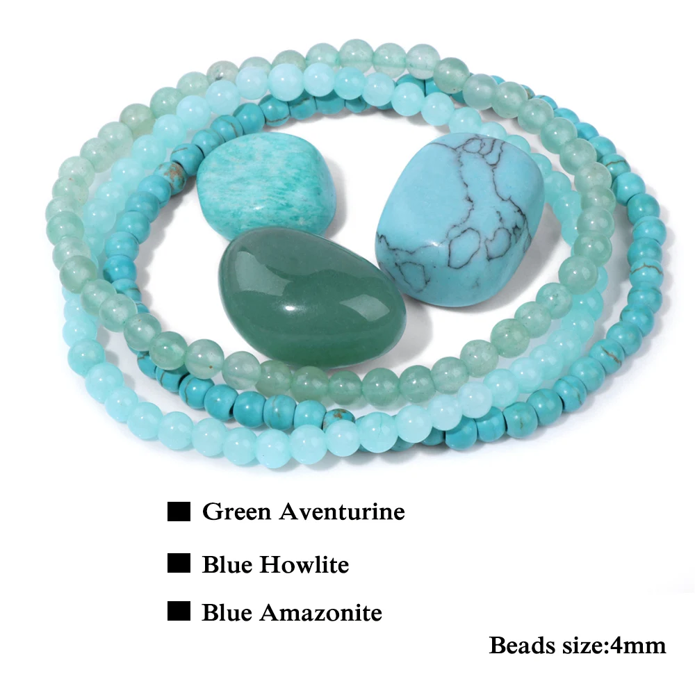 3 pz/set bracciale con perline da 4mm con pietra curativa grezza Power bracciale con perline di cristallo Set donna uomo braccialetti elasticizzati regalo di gioielli Yoga