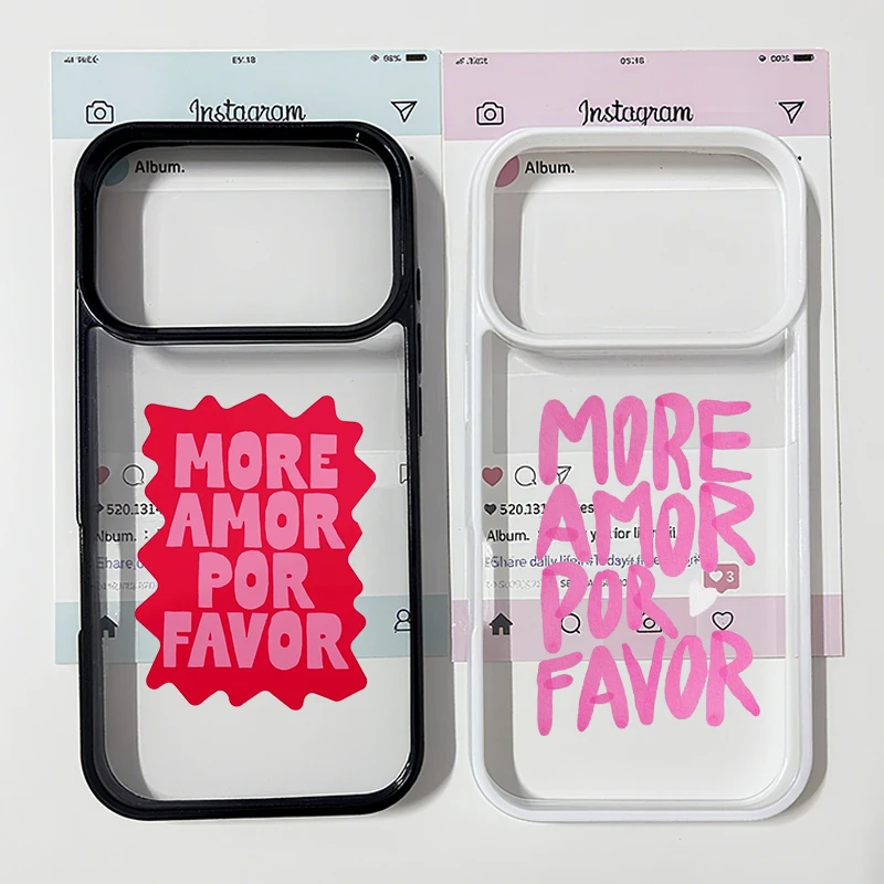 Colorful More Amor Por Favor Love Quote Shockproof Clear Phone Case