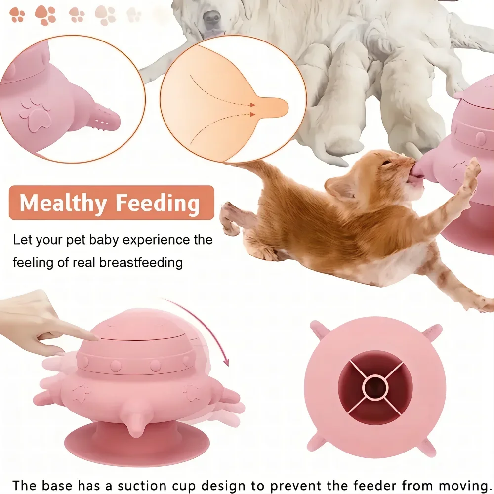 Pet Silicone Breast Feeder, Multifunctional Pet Pacifier Feeder, Puppy Feeding Bottles Food Storage Container for Kitten Dog Cat 2