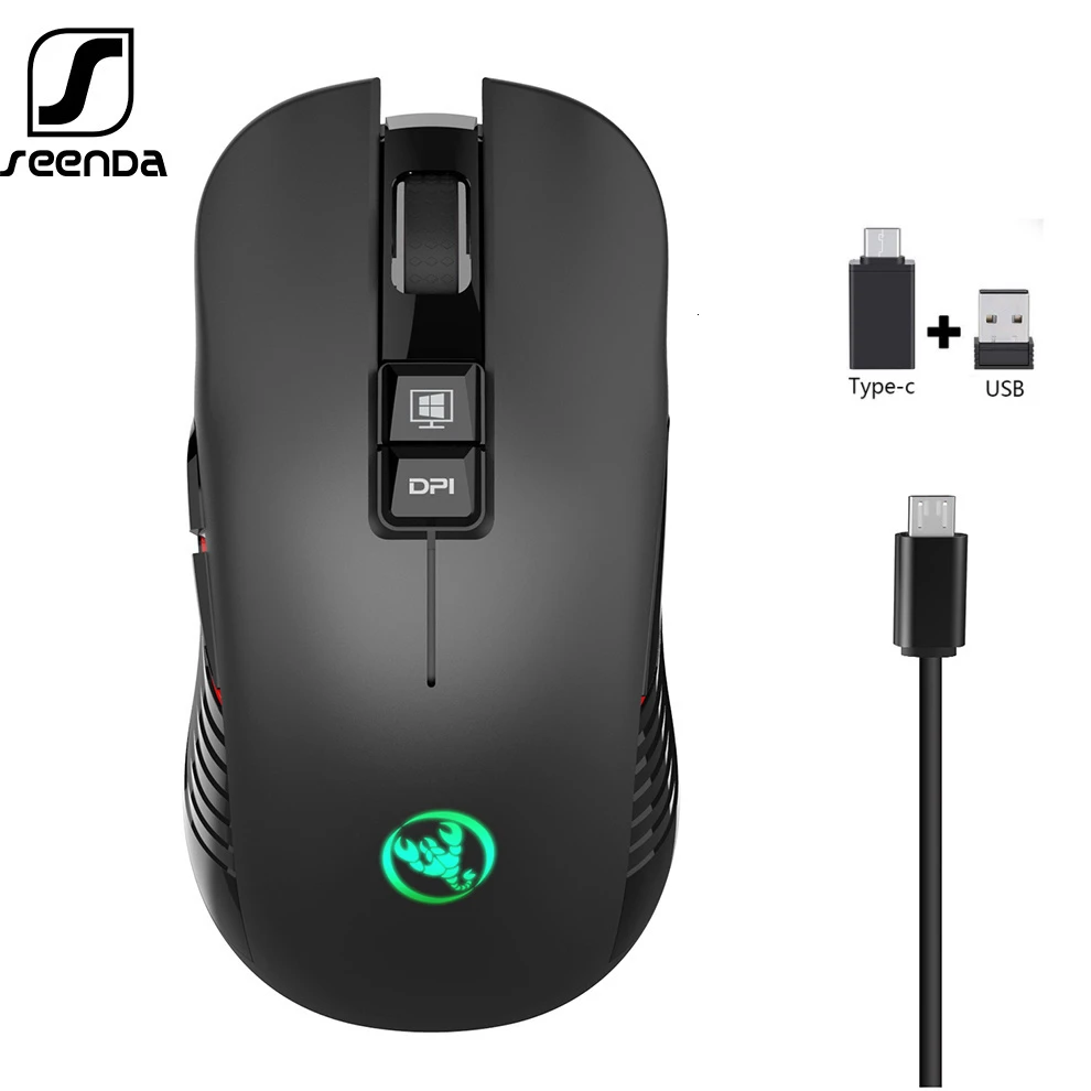 microsoft wireless keyboard and mouse SeenDa 2.4G USB-C Wireless Mouse Rechargeable Gaming Mouse 3600DPI 7 Button Type-c Mute Mice for Macbook Laptop PC Game Mouse good wireless gaming mouse