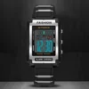SYNOKE Men Rectangular Sports Electronic Watch Waterproof 50M Night Light Large Screen Alarm Clock Trend Retro Style 6