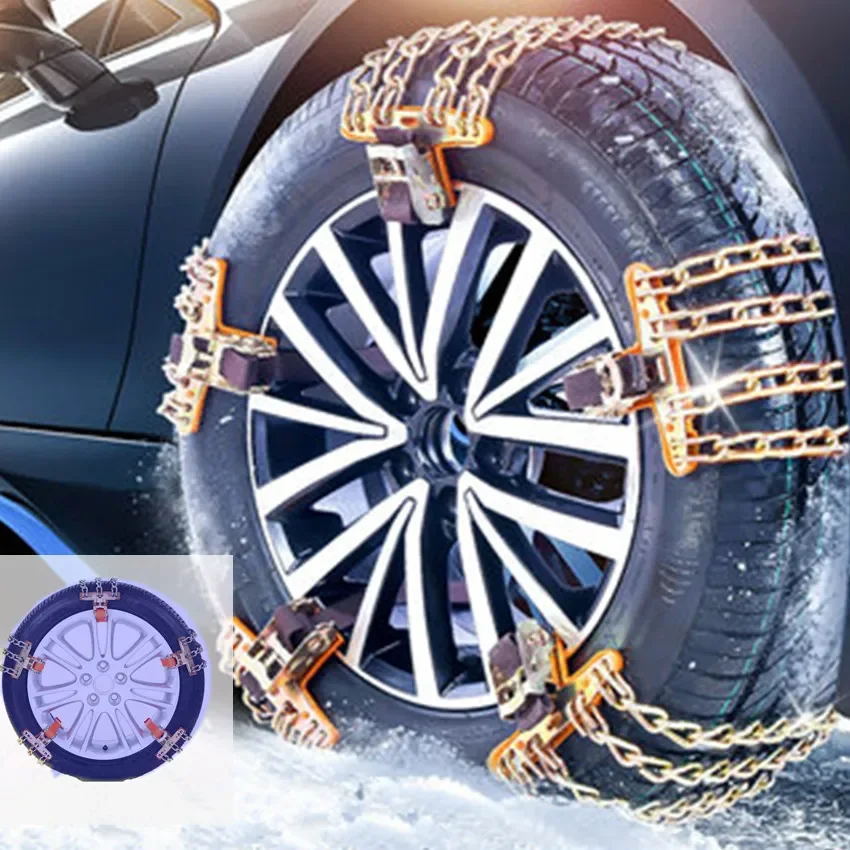 Car Tire Snow Chains 4 Bars Manganese Steel Roadway Safety Winter Emergency Snow Chain SUV Pickup Universal Chain Tyre