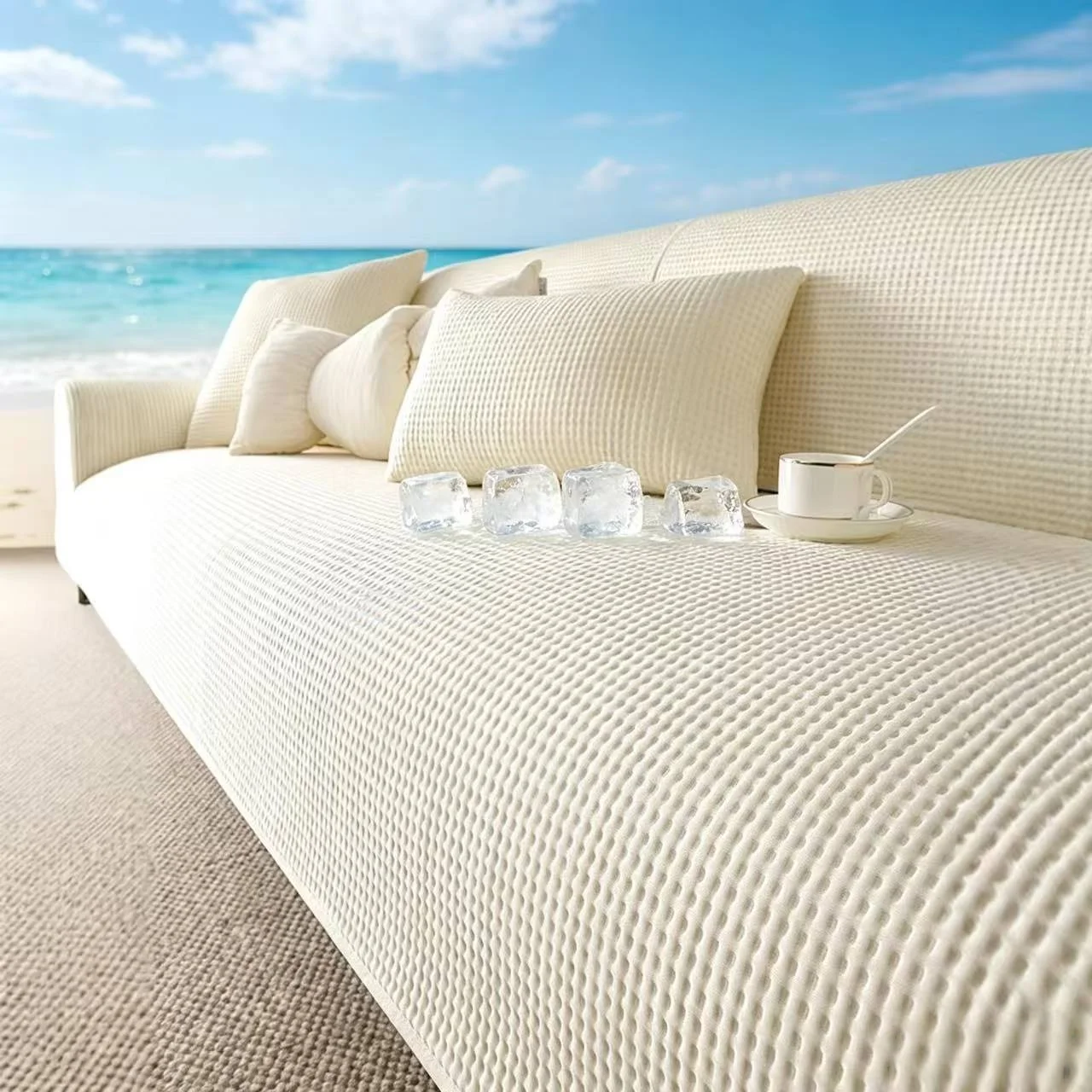 Summer Cooling Touch Anti-Slip Sofa Cover, for Living Room Summer Throw Towel Sofa Towel 1/2/3/4 Seater Universal