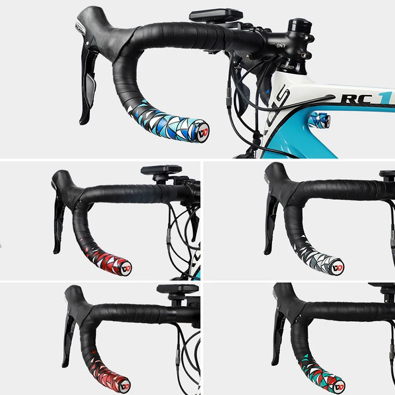 WEST BIKING 1 Pair Anti-Slip MTB Road Bike Handlebar Tape PU Shock Handle Bar Tape Bar End Plugs Racing Bicycle Wrap Tape