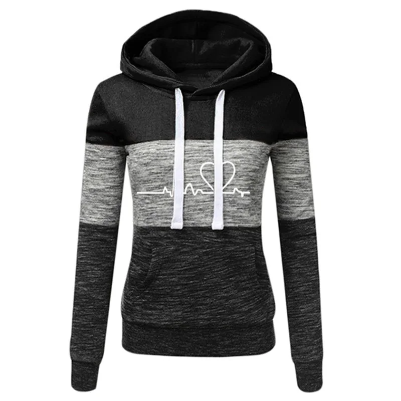 Autumn Winter Warm Women's Fleece Long Sleeve Hoodie Fashion Slim Fit Sweatshirt Ladies Casual Color Matching Outdoors Pullover 3