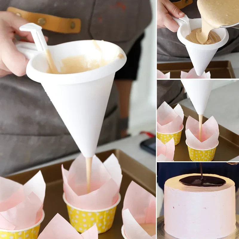 Baking Supplies Adjustable Hand-hold Funnel Chocolate Candy Confectionery Mold Pastry Cream Biscuit Cupcake Pancake Maker Kitchen Baking Supply