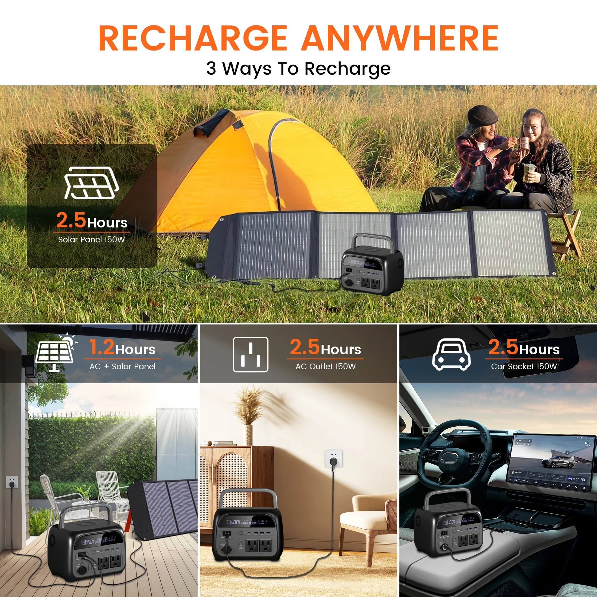 CTOLITY 500W Portable Power Station (60000mAh) 345Wh Portable Power Station LiFePO4 Battery Solar Generator for Outdoor Camping 4