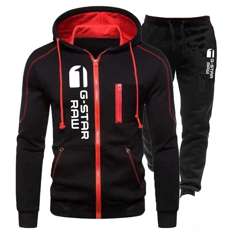 Men's Sets Tracksuit Jogging Suit Outdoor Zipper Hooded Jacket and Pants 2-piece Set 2024 Spring Fashion New Sportswear Suit